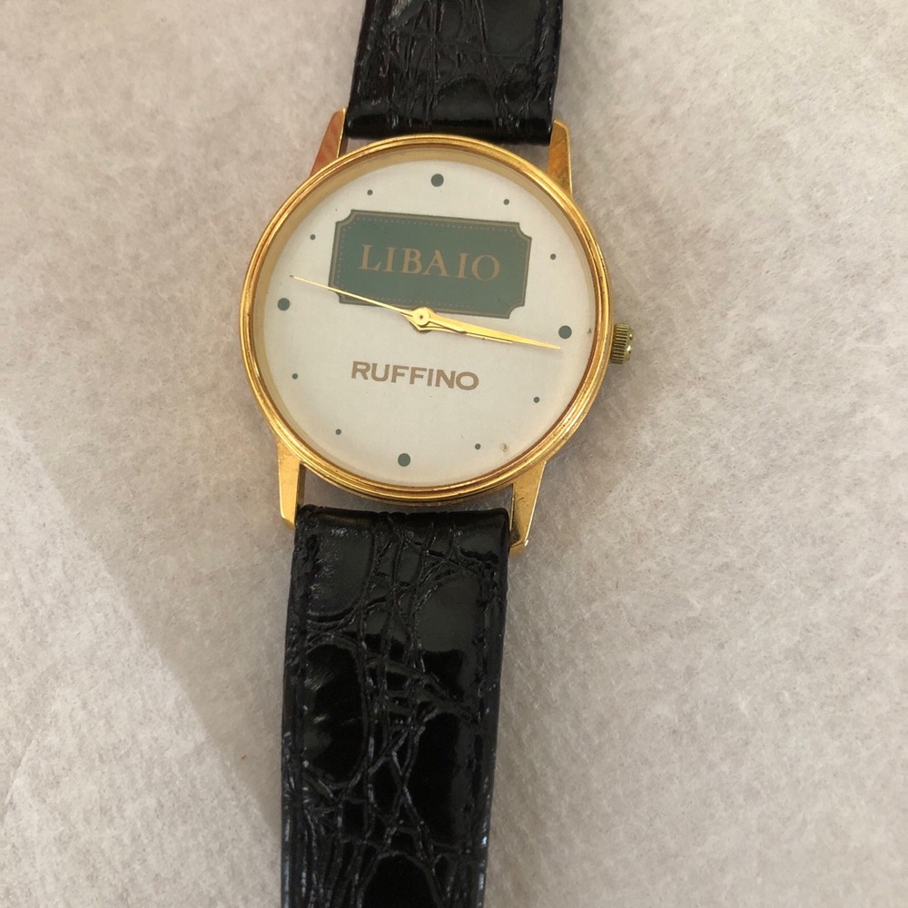LIBAIO Ruffino Gold Case Black Strap Dress Watch